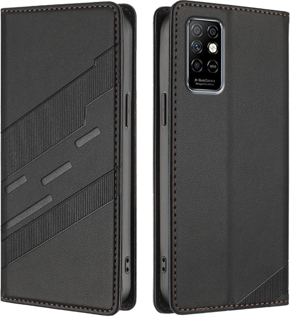 Hülle für Infinix Note 8i, Kunstleder Brieftaschen Handyhülle mit Kartenfach und Standfunktion Schwarz