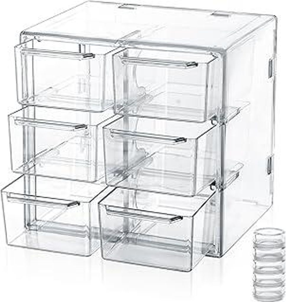 Stapelbarer Schubladenbox, Kosmetik Organizer mit 6 Schubladen, Acryl Make Up Organizer Aufbewahrungsbox für Schlafzimmer Badezimmer Schminktisch ...