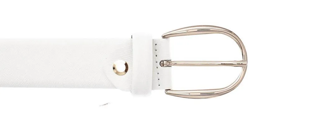 Cintura In Pelle Bianca Con Fibbia A Scatto &ndash; Taglia L (37-41), Unisex
