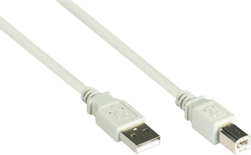 USB 2.0 Anschlusskabel A auf B, 0,5 m, grau
