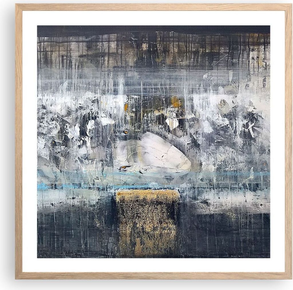 Gerahmtes Poster - Rahmen in heller Eiche - Abstraktion modern - 60x60 cm - Wand Bild - Wanddeko - Wandbilder - Wandposter - Bilderrahmen - Bilder ...