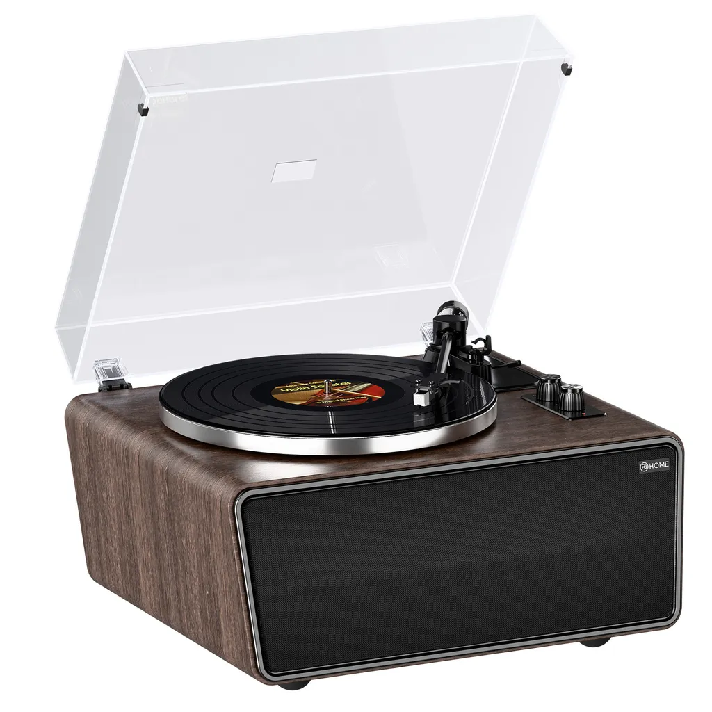 Tourne-disque vintage Bluetooth, système Hi-Fi complet à 4 haut-parleurs