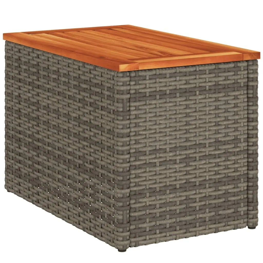 Tavolini da Giardino 2 pz Grigio in Poli Rattan e Legno - The Living Store - 6