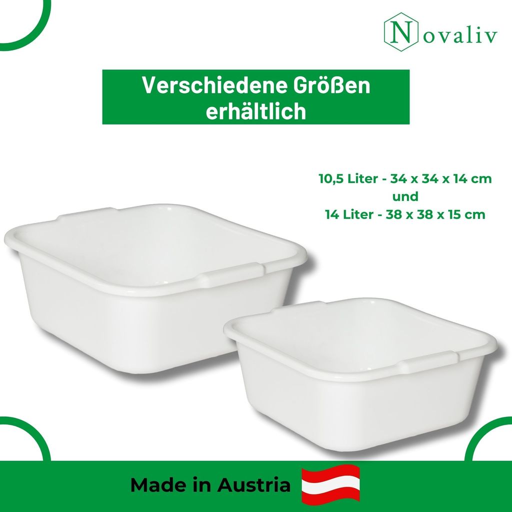 Novaliv 2x Bol de lavage carré 10,5L, 34x34 cm, Blanc, Sans Image du produit 