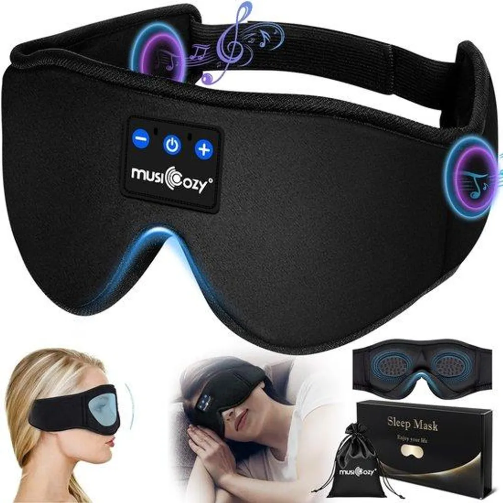 Masque de sommeil sans fil avec écouteurs Bluetooth 5.2 et musique 3D