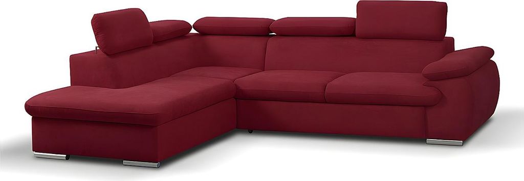 Ecksofa mit Schlaffunktion & Bettkasten - Ecke Links - Rot - FABIEN