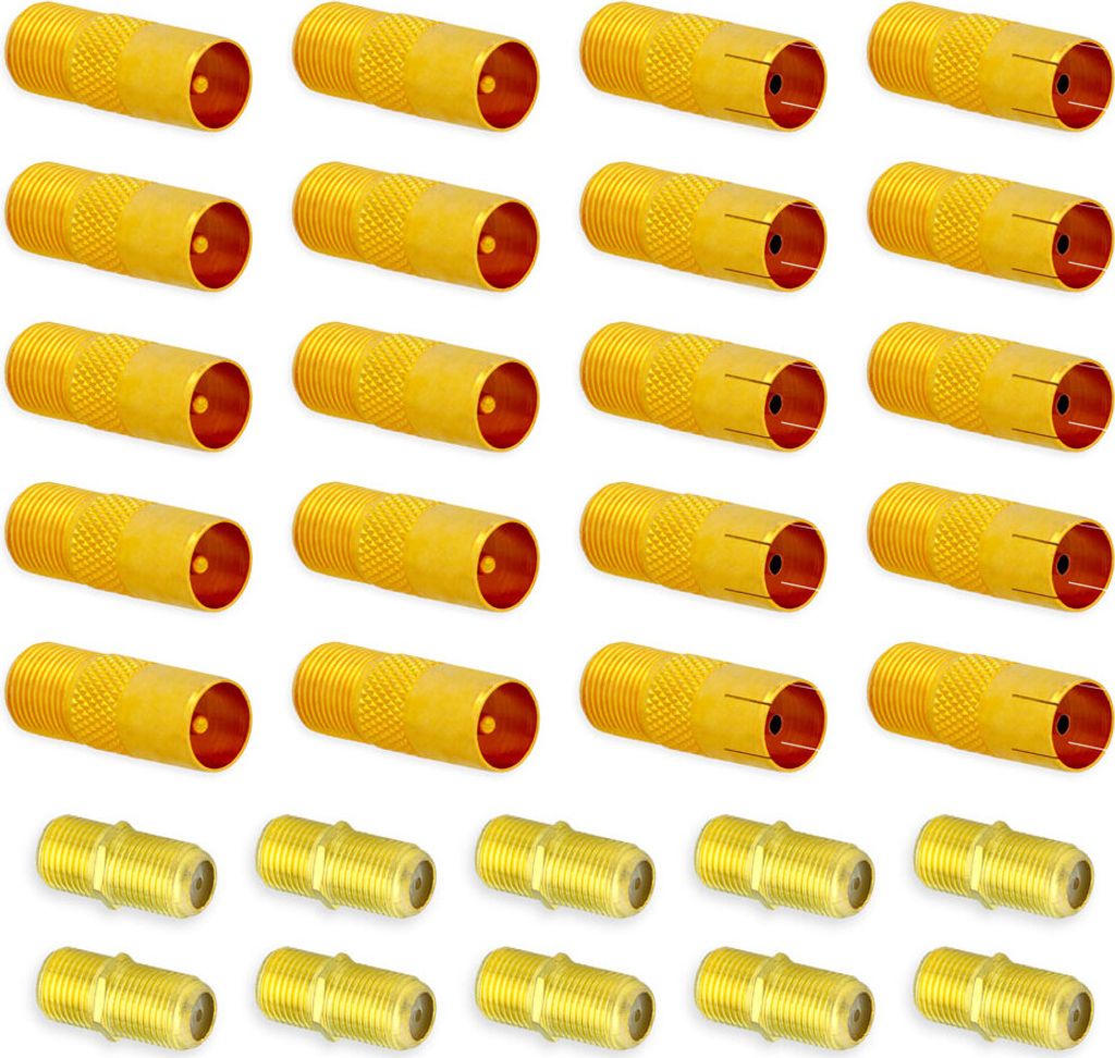 10x Antennenstecker + 10x Antennebuchse > F-Buchse + 10x F-Doppelbuchse Set TV Koaxial Antenne