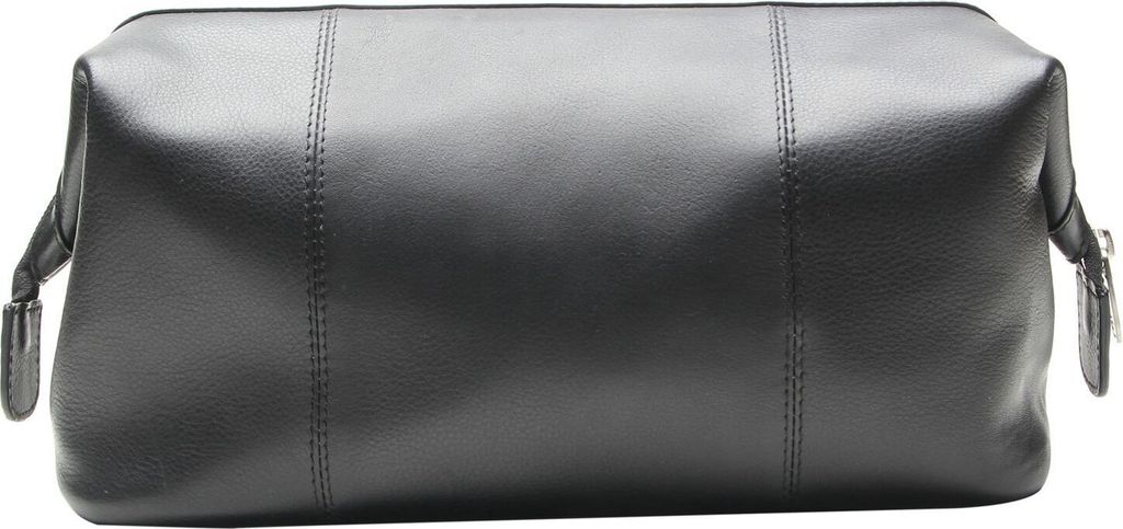 Esquire Leder Utensilientasche Spa Cosmetic Bag Black schwarz