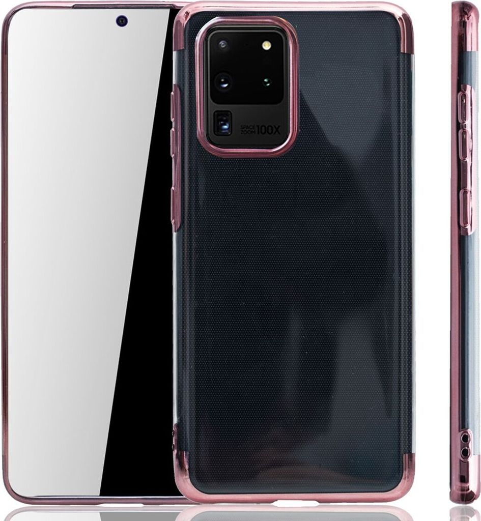 Handyhülle für Samsung Galaxy S20 Ultra Rose Pink - Clear - TPU Silikon Case Backcover Schutzhülle in Transparent Rose Pink