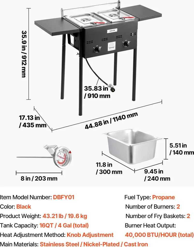 Friteuse Haute Performance pour Restauration Mobile à Gaz Double Cuve