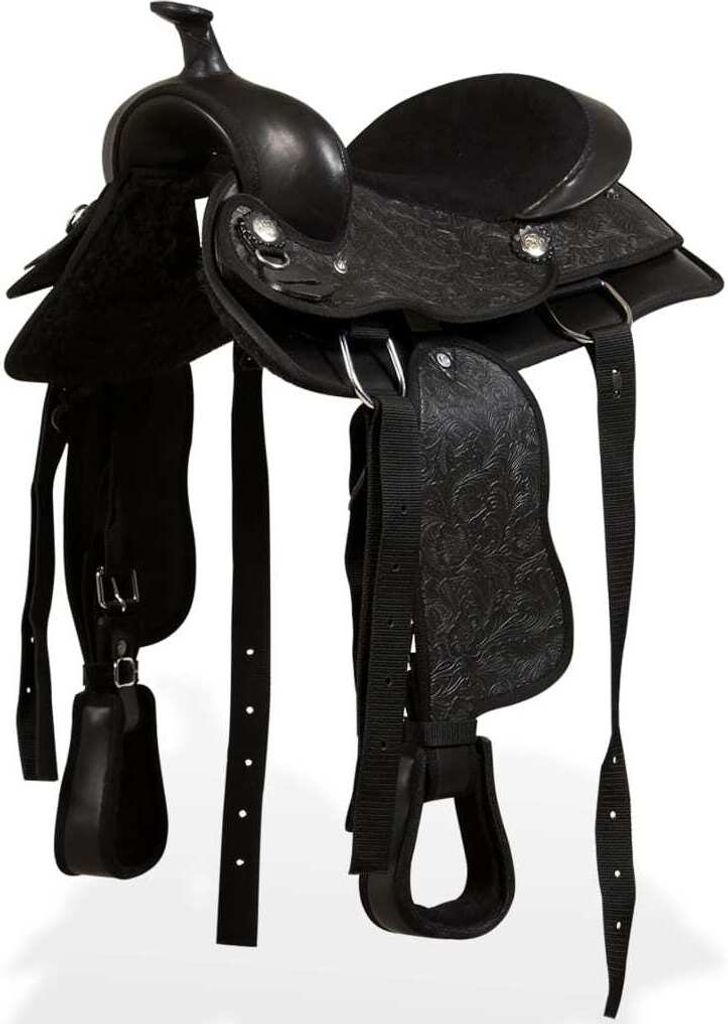 Möbel Western-Sattel, Halfter & Brustblatt Echtleder 13" Schwarz - Sättel 91356