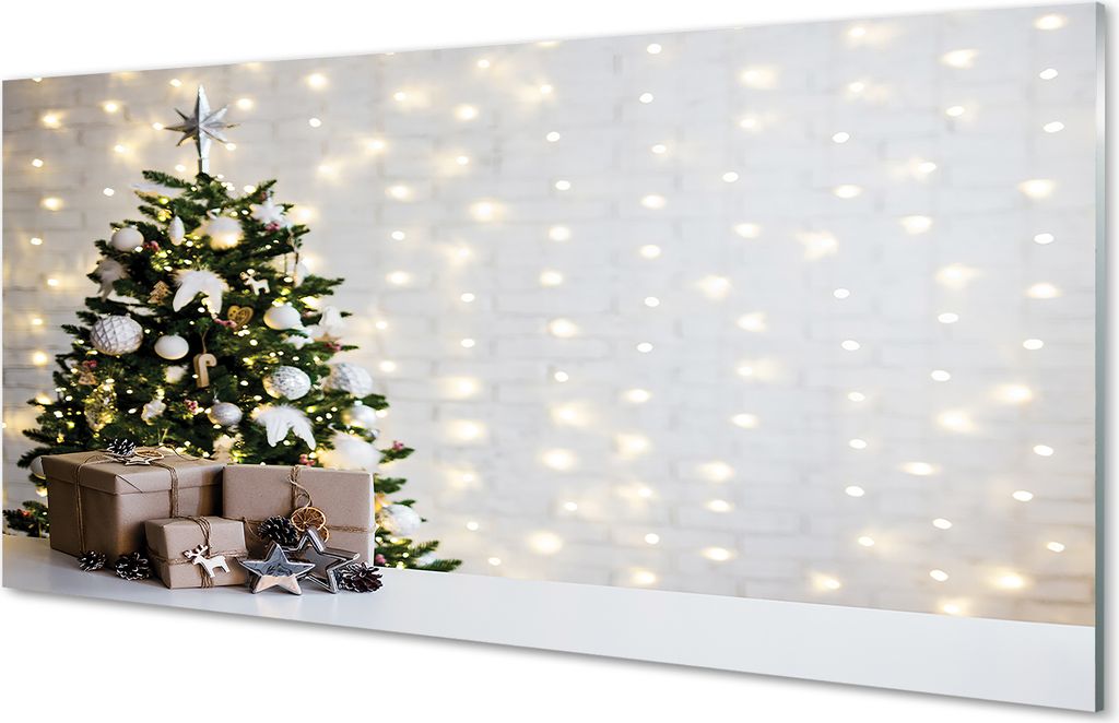 Glasbilder 140x70 Wandkunst Weihnachtsbaumdekoration Geschenke