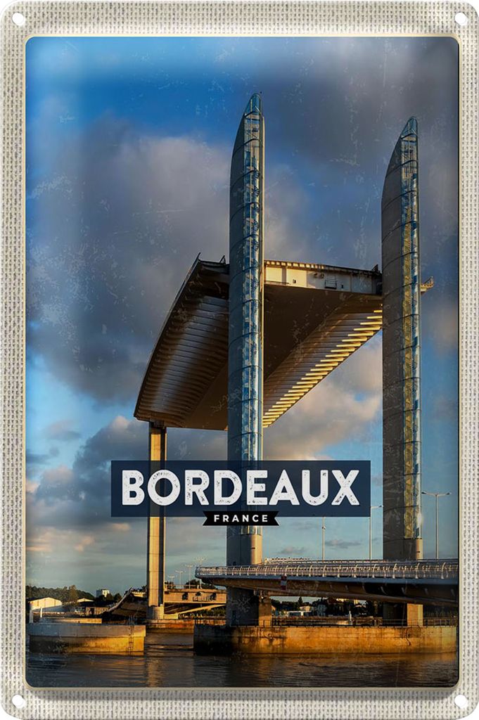 Blechschild Reise 18x12cm Bordeaux France Hubbrücke Tourismus