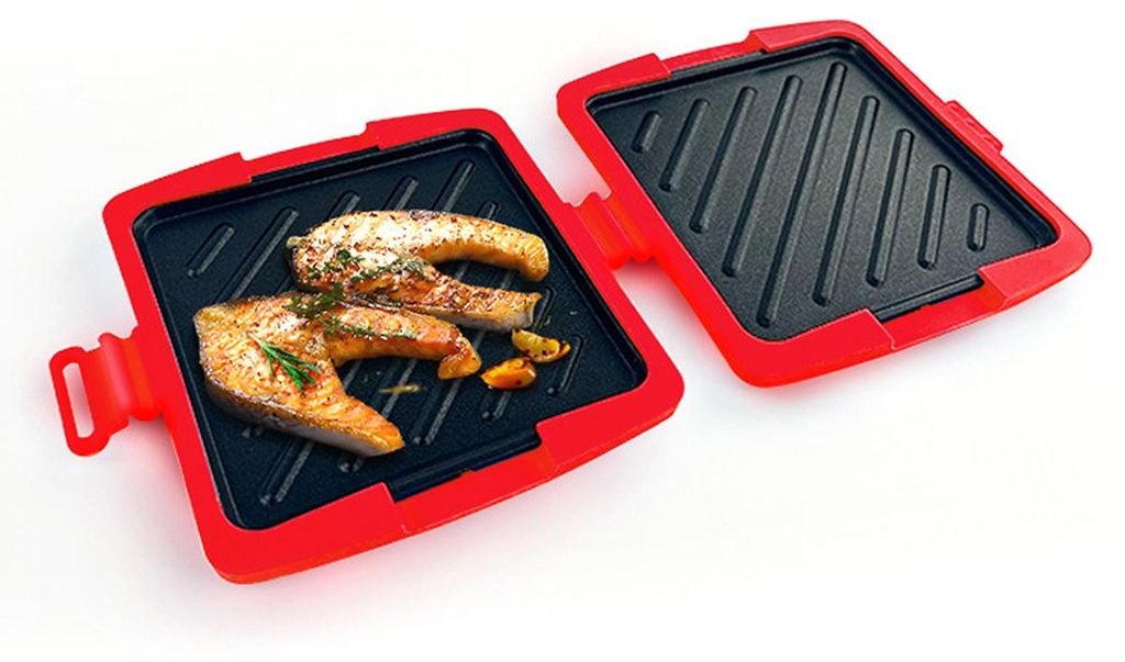 Silikon Sandwichmaker für Mikrowelle – 16x14 cm, Abnehmbare Platten, Kontaktgrill für Bacon & Sandwiches