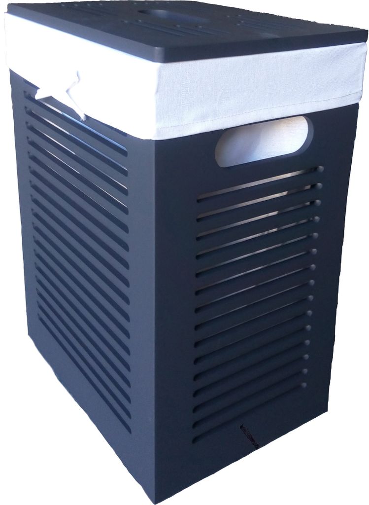 Panier à linge Coffre à linge en bois MDF noir 66L avec Image du produit 