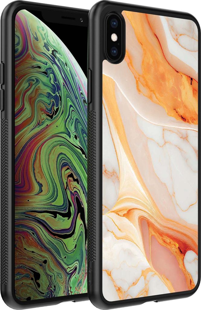 Smartphonica Handyhülle für iPhone X/Xs mit Marmordruck - TPU-Hülle mit Marmordesign - Orange