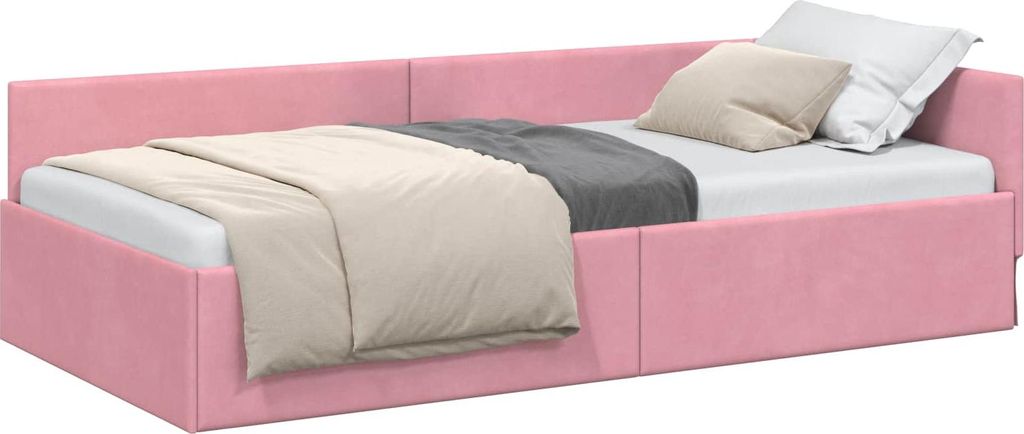 vidaXL Eckbettgestell mit Kopfteil Rosa 100 cm x 200 cm Produktbild 