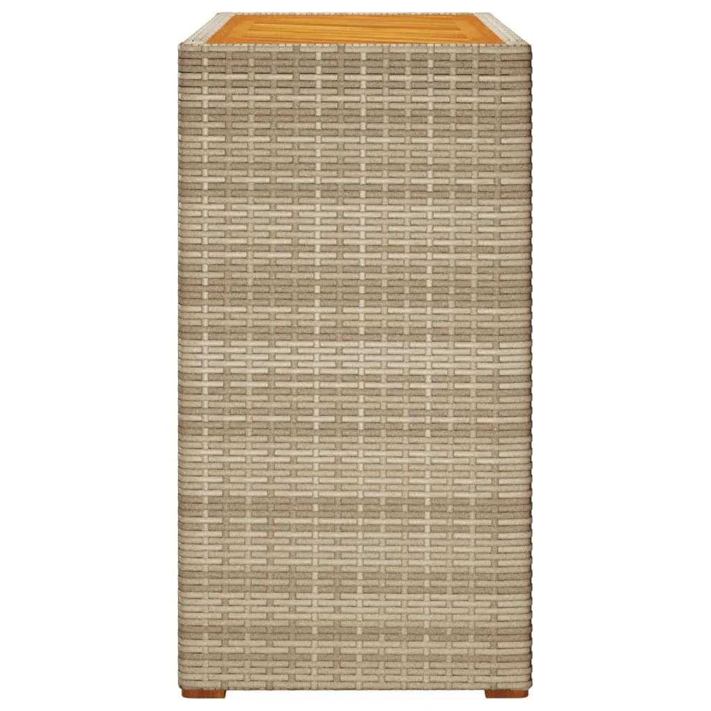 Table jardin beige polyrotin durable avec plateau bois anti-glisse - 5