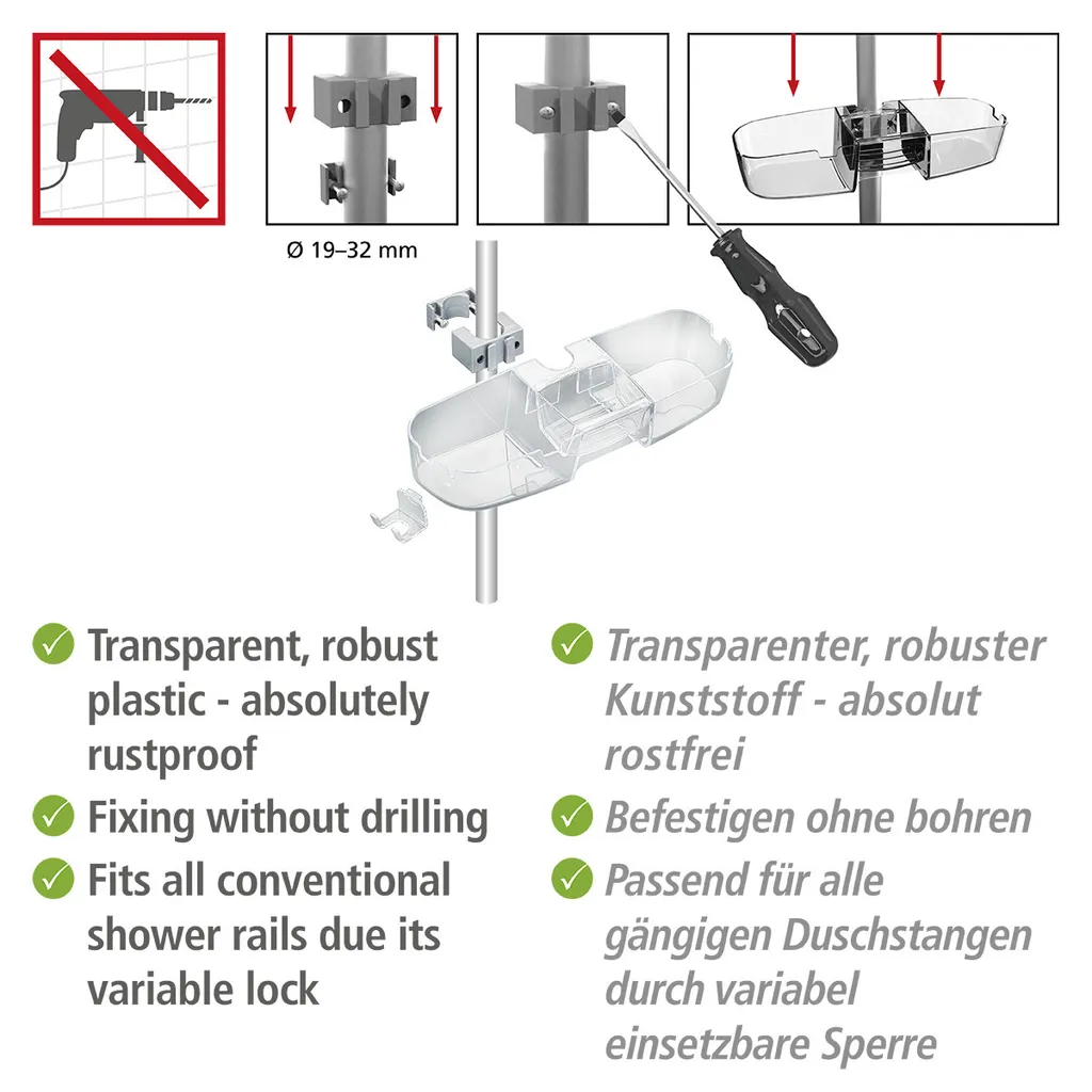 Rangement douche sans percer Valet suspendu 3 compartiments gain de place