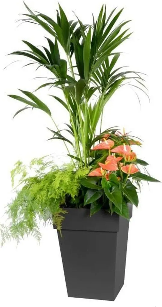 Pot de Fleurs 51L Design Moderne Résistant au Gel Coloris Anthracite EDA - 2