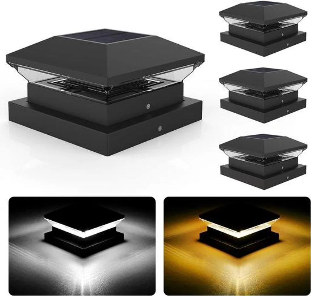 Éclairage solaire pour clôture et terrasse lot de 4 lampes 3000K/6000K