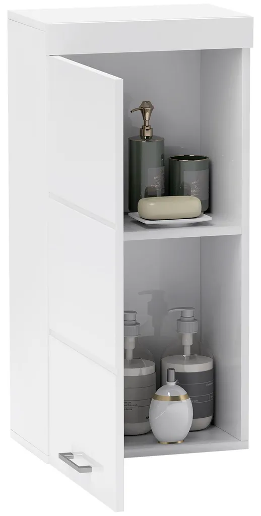 Rangement mural pour salle de bain étroite blanc meuble à deux niveaux