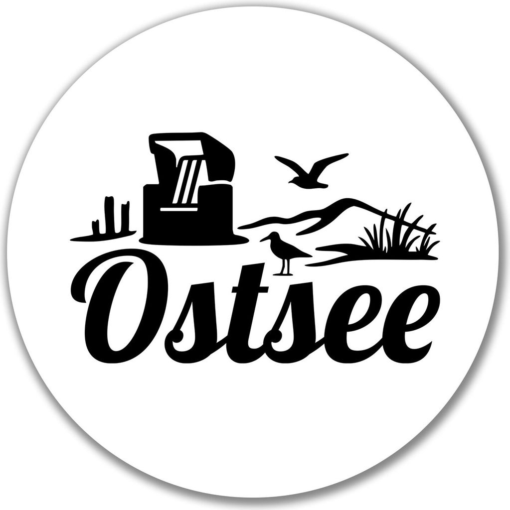 Huuraa Aufkleber Ostsee Strandmotiv 10cm rund Sticker Geschenkidee