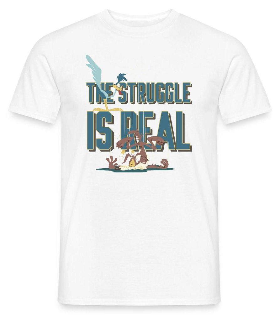 Spreadshirt Looney Tunes The Struggle Is Real Spruch Männer T-Shirt, XXL, Weiß