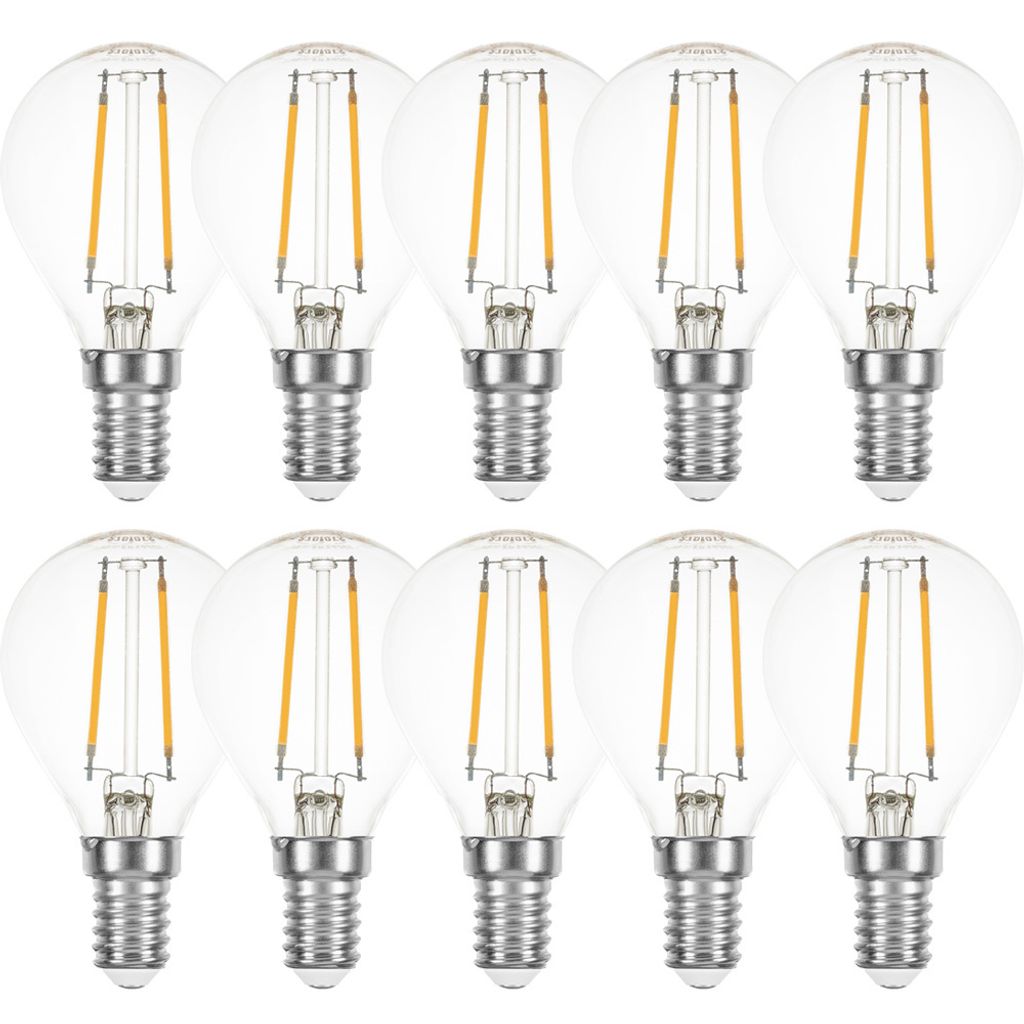 10 x LED Filament Tropfen 1W fast 15W E14 klar Glühfaden extra warmweiß 2200K 360°