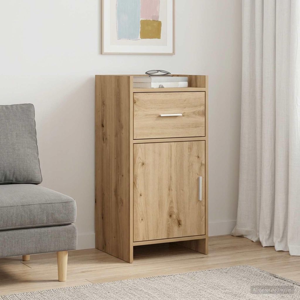 Buffet vidaXL en chêne Artisan 40 x 36 x 80 cm, aggloméré Image du produit 