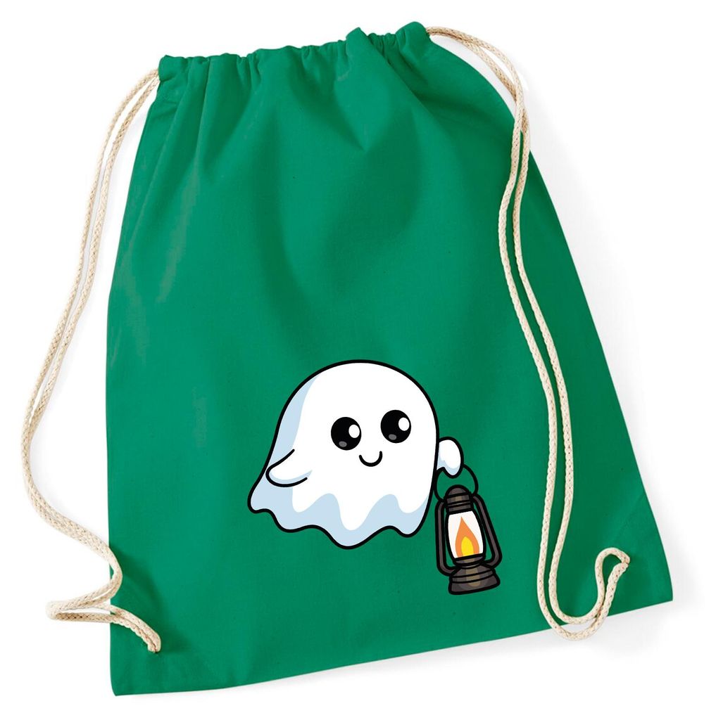 Huuraa Turnbeutel Geist Comic 12 Liter Kelly Green Baumwolle Rucksack Geschenkidee