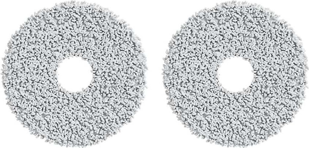Two circular cleaning pads with a hole in the center, likely for a robot vacuum cleaner.