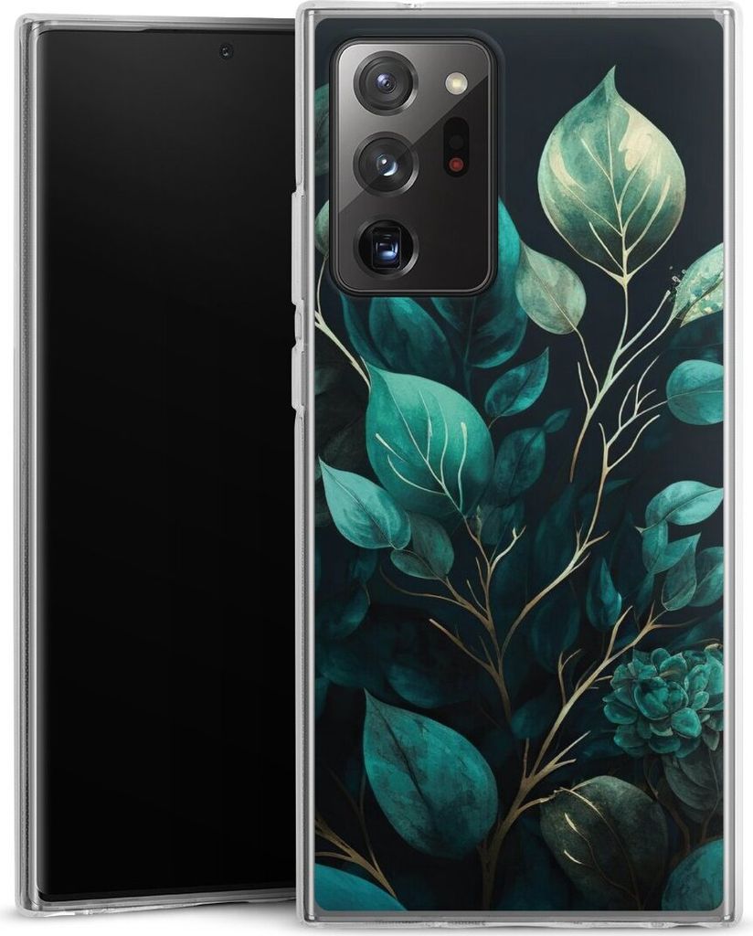 DeinDesign Handyhülle für Samsung Galaxy Note 20 Ultra 5G Silikon Hülle Case Smartphone Schutzhülle Blätter schwarz Eukalyptus