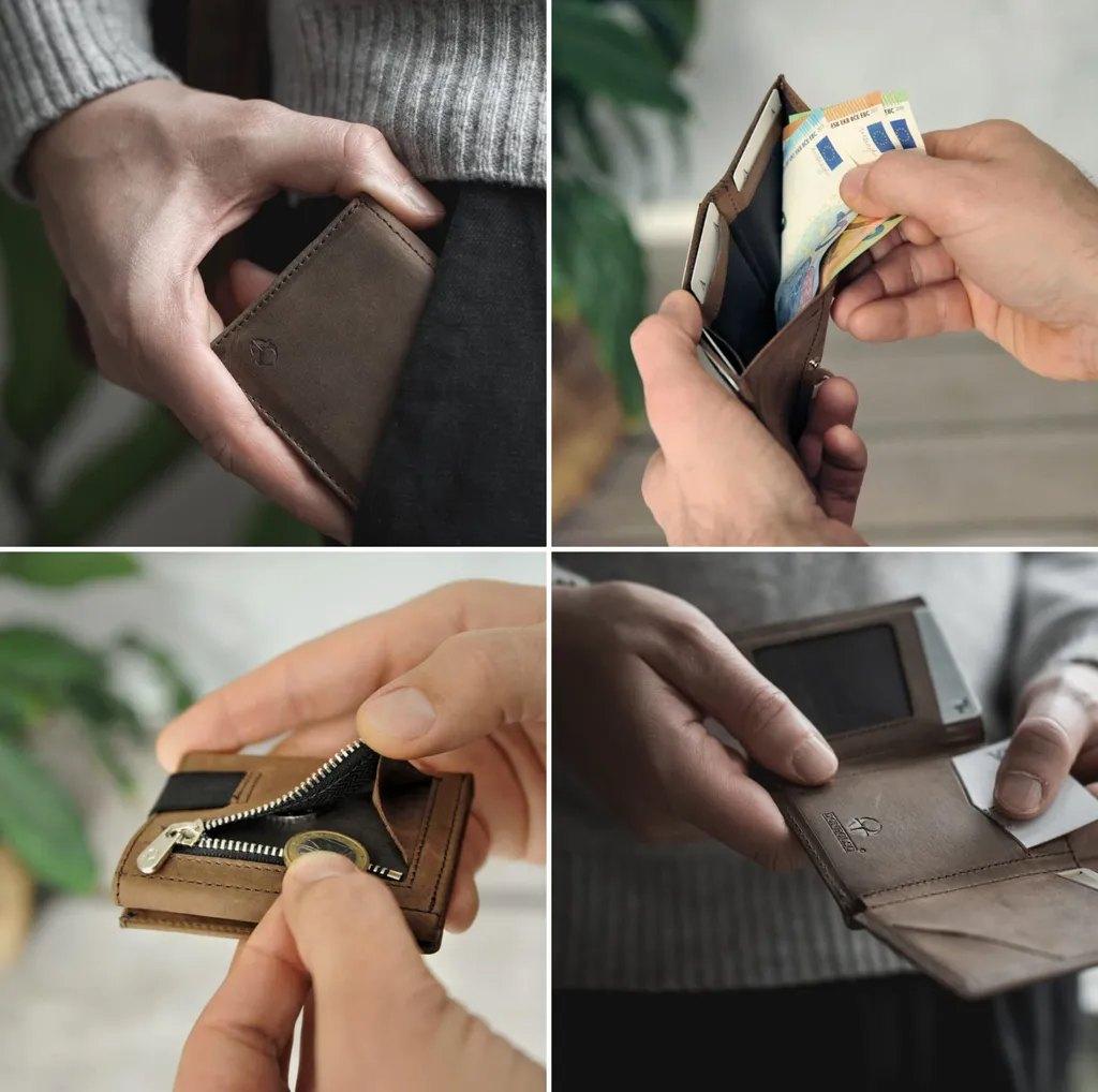 DONBOLSO Slim RFID Portemonnaie - Echtleder Geldbörse Mit Münzfach