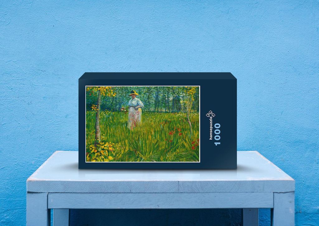 hansepuzzle 21443 - Frau auf Wiese Puzzle, 1000 Teile, Natur, 60,0 x 46,0cm mit hochwertiger Aufbewahrung, Kartonbox und wiederverschließbarem Beutel