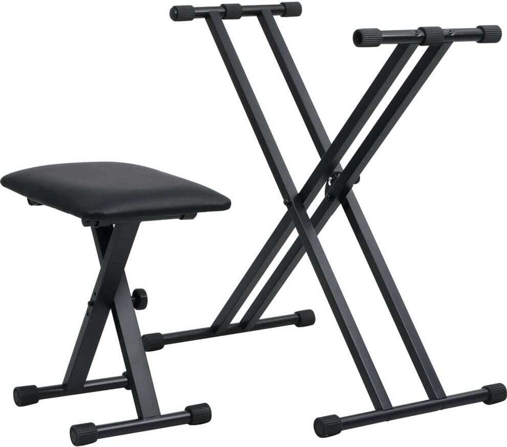 vidaXL Set di supporto e sgabello per tastiera con doppio Immagine del prodotto 