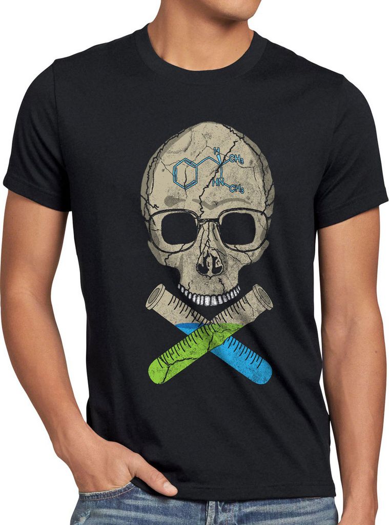 style3 Walter Totenkopf T-Shirt Herren, Größe:5XL, Farbe:Schwarz