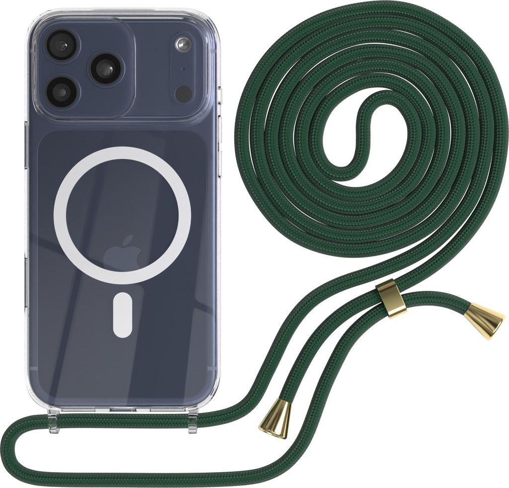 EAZY CASE - Handykette kompatibel mit Apple iPhone 17 Pro Max, Kette zum Umhängen, Handyhülle stoßfest, Silikonhülle mit Band, Transparente Hü...