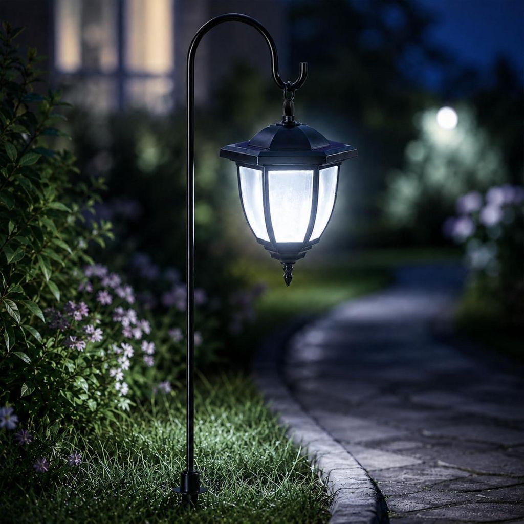 LUMILED Solarleuchte Laterne Garten Solarlampe mit Erdspieß LED 78cm Schwarz Kaltweiß 6500K Gartenstecker Außen Deko Laterne mit Dämmerungssens...