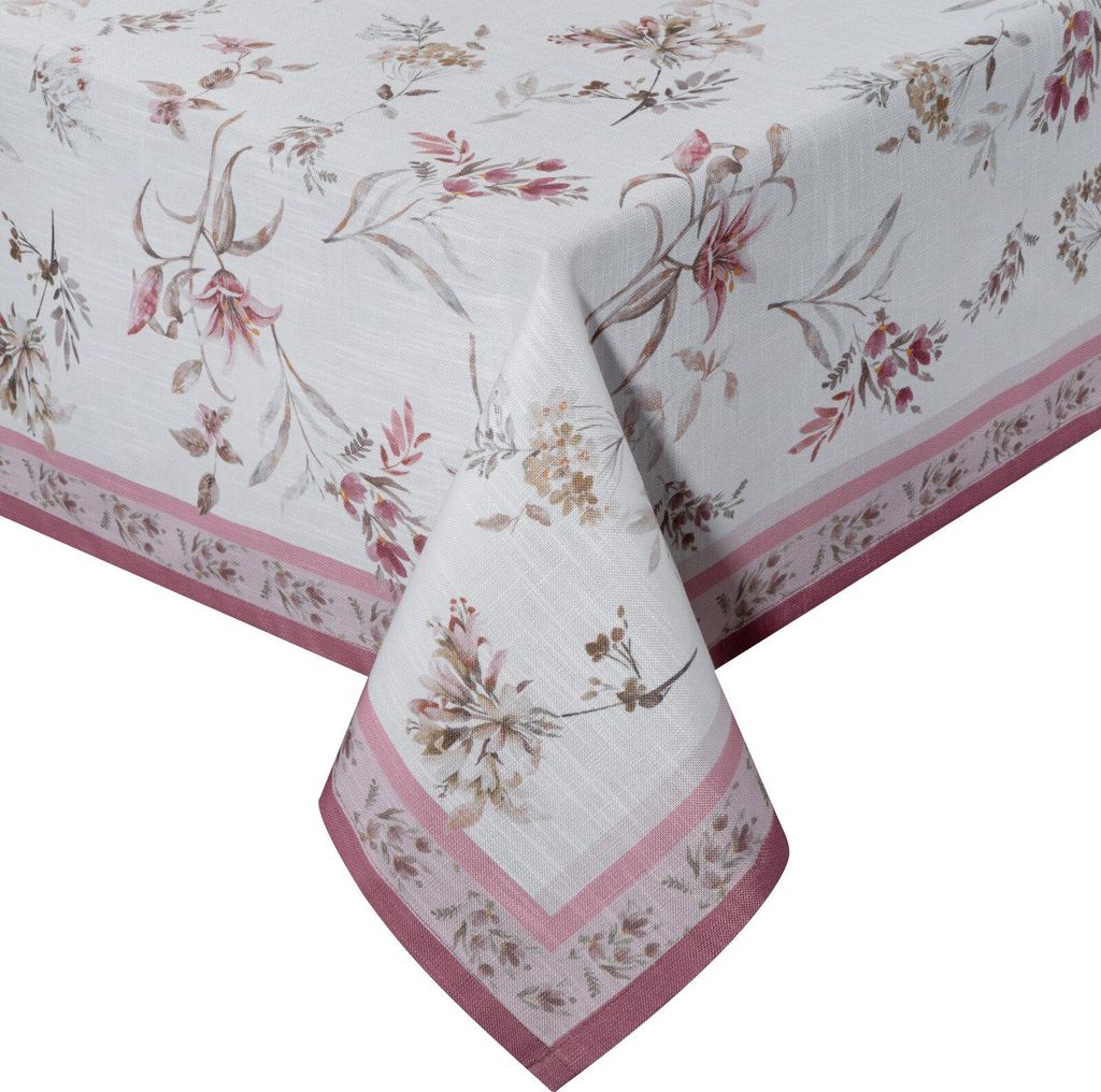 EUROFIRANY | Tischdecke - 140 x 180 cm - Tischtuch mit Blumenmotiv - Vintage