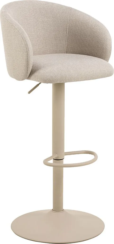 Tabouret Eleanor Beige en Tissu : Assise Rembourrée et Pieds Robustes