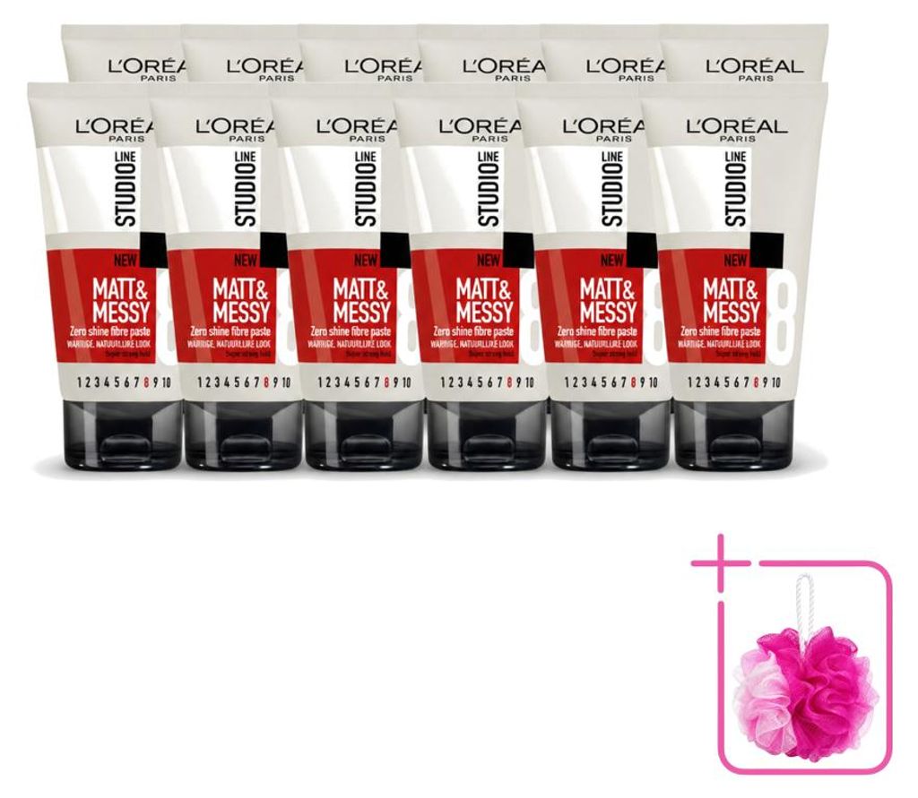12 x L'Oréal Paris Studio Line Matt & Messy Fibre Paste - Productafbeelding 
