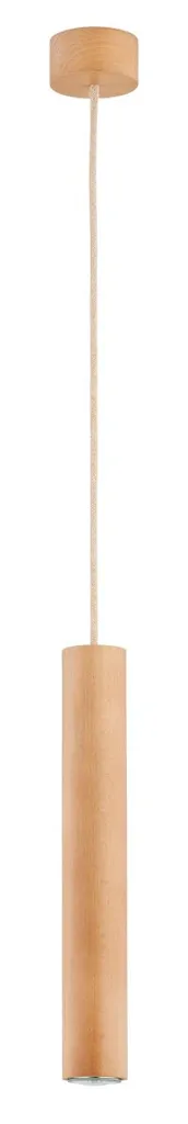 Suspension tube en bois clair ANAID 110cm, luminaire minimaliste GU10