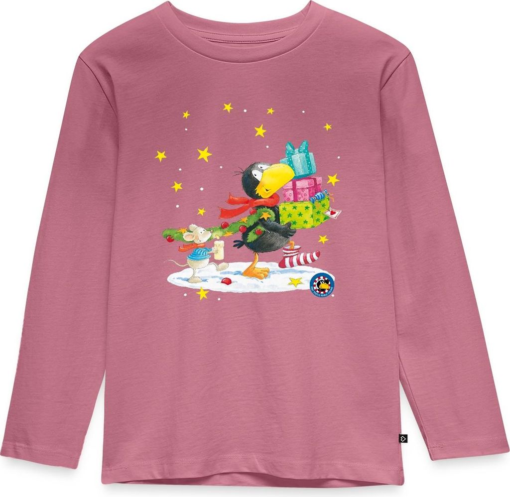 Spreadshirt Der kleine Rabe Socke Weihnachten Kinder Premium Langarmshirt, 110/116 (4 Jahre), Mauve