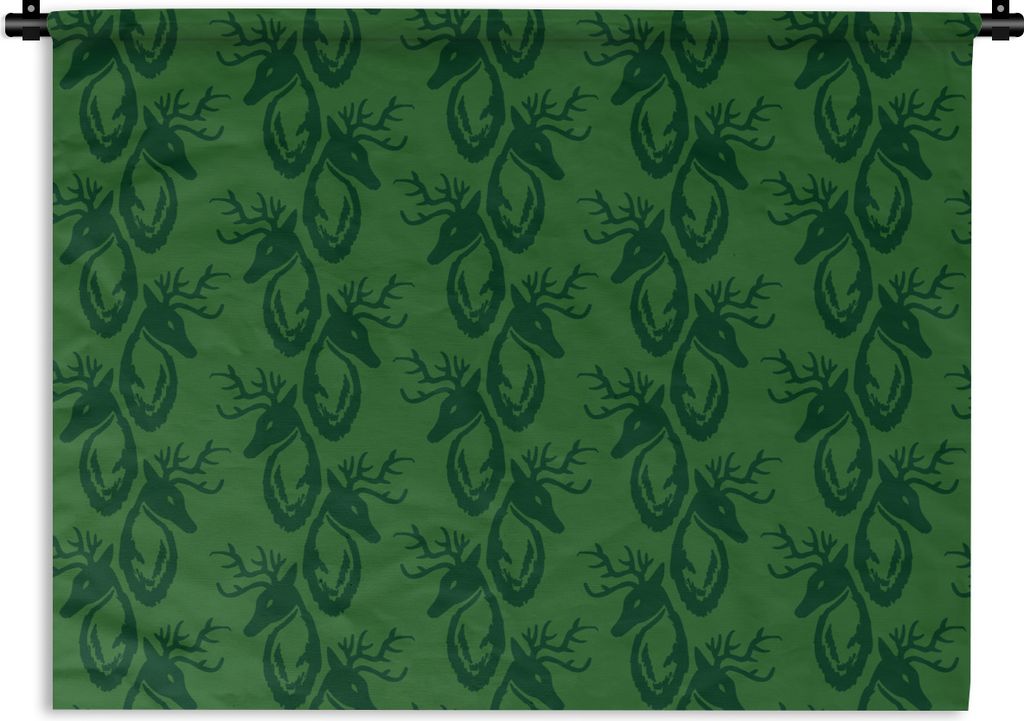 MuchoWow Wandteppich Wandbehang Muster - Grün - Hirsche 150x112.50 cm Tapisserie Dekoration Wandtuch - Wanddecke - Wandteppiche