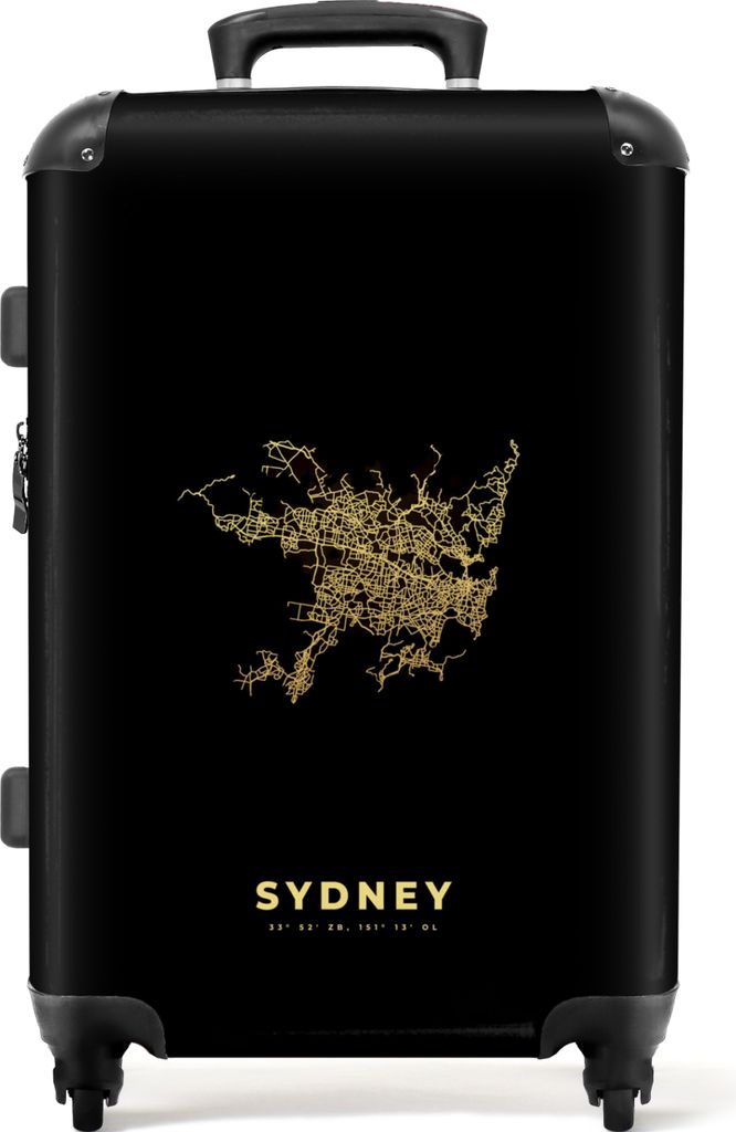 NoBoringSuitcases.com Großer Koffer - Stadtplan - Karte - Gold - Sydney - Luxus - Kombinationsschloss TSA - Hartschalen Trolley 4 Rollen - 72 li...