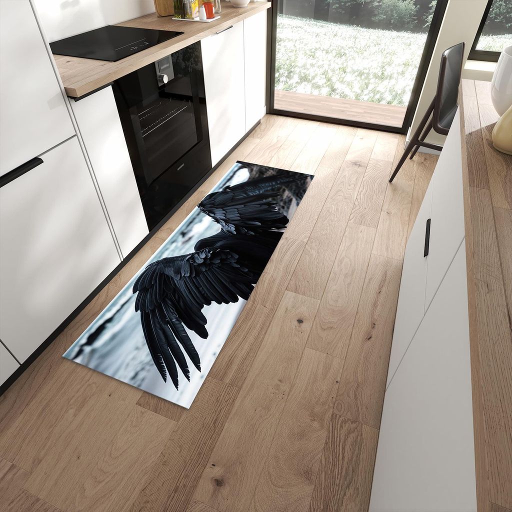 Küchenteppich 60x180cm rutschfest & abwischbar PVC Läufer - Geflügelter Wanderer
