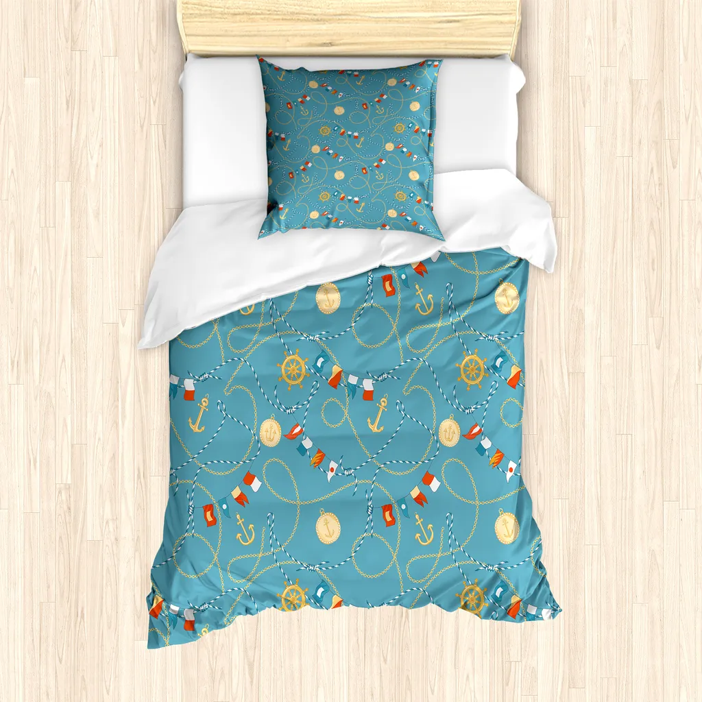 ABAKUHAUS Ensemble Housse de Couette Marin 135x200cm avec Taie d'Oreiller