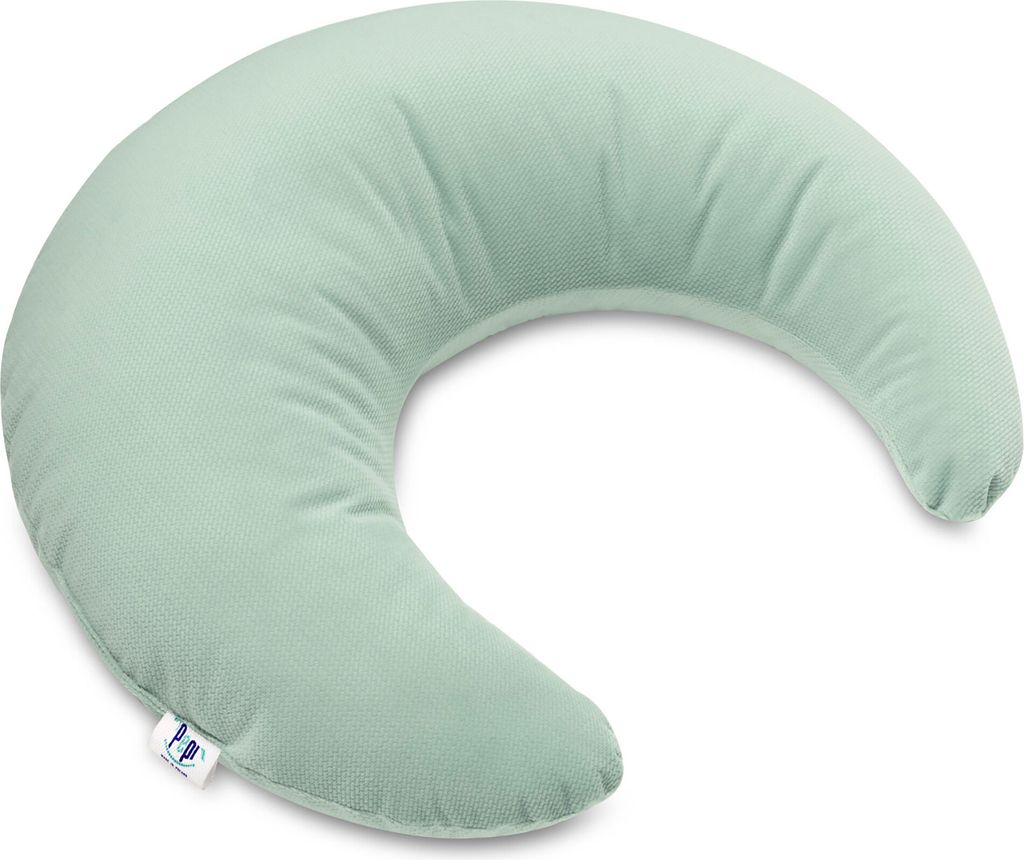 Pepi Kuschelkissen in Mond Form - Handgenäht Antiallergenes Kissen 46×40 cm - weiches Kinderkissen Dekokissen für Babys Plüschmond - Luna Light...