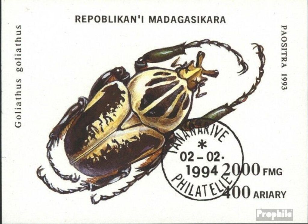 Briefmarken Madagaskar 1994 Mi Block254 (kompl.Ausg.) gestempelt Käfer
